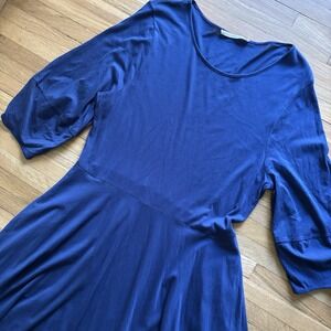 Peruvian Connection Navy Blue Midi Dress  Women M Peru Pima Normcore Minimal